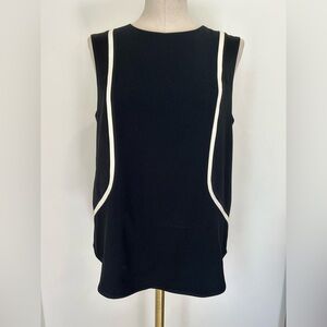RAG & BONE - Andrea Tuxedo Black With White Piped Sleeveless Blouse Size S